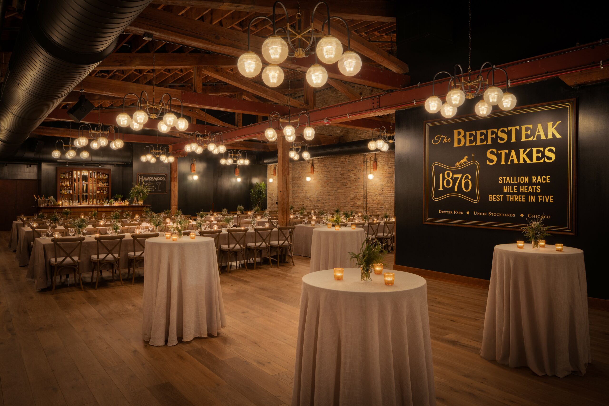 Chicago 10 Hawksmoor''s third floor event space set up for a wedding